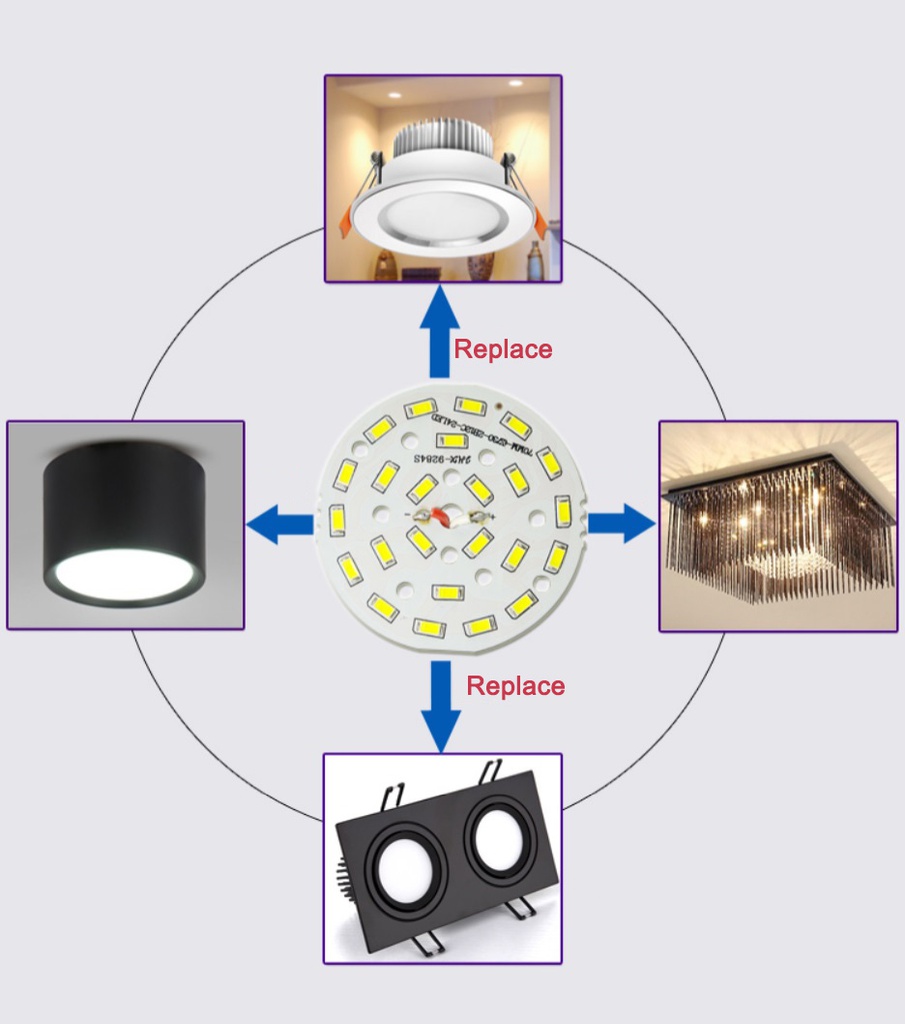 3-36W 5730 SMD LED PCB Panel Board Welded with 20cm Wires For Ceiling Light Lamps