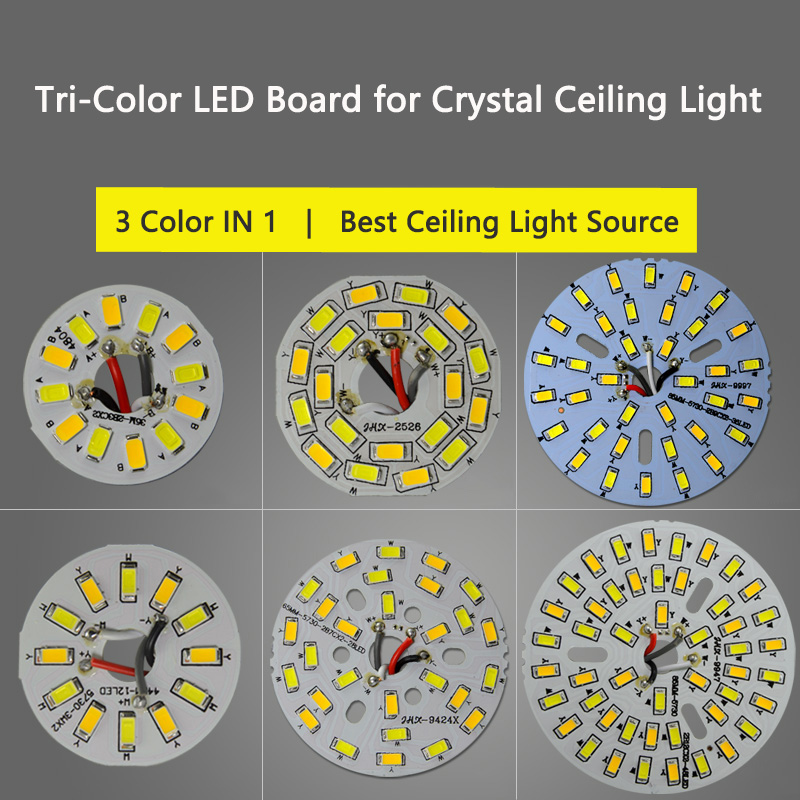 3W-18W Tri-color LED Light Panel Board for Crystal Ceiling Light