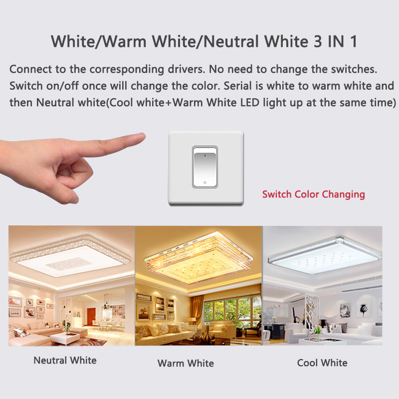 3W-18W Tri-color LED Light Panel Board for Crystal Ceiling Light