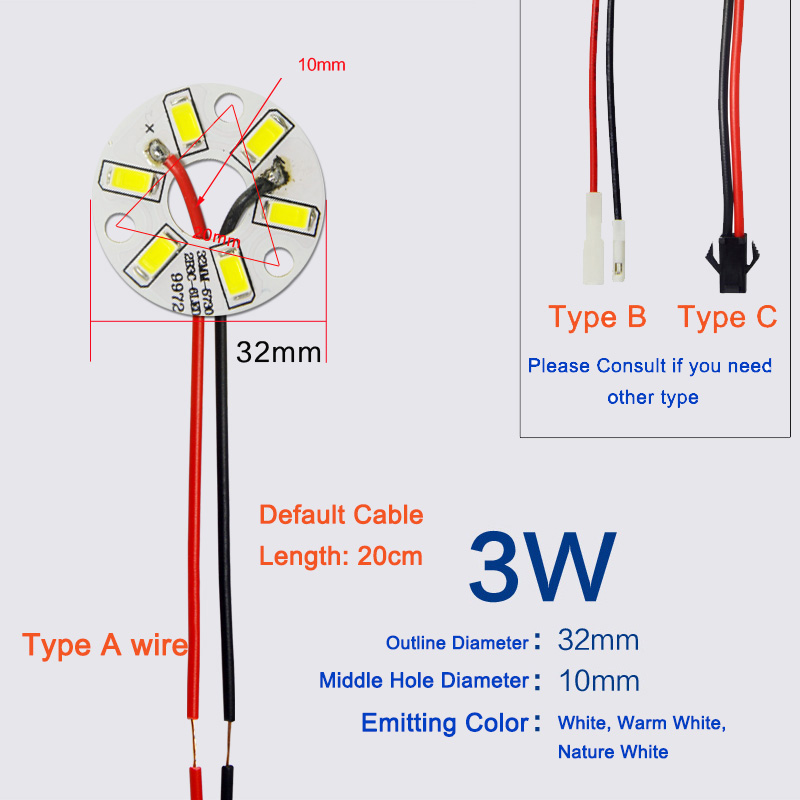 3-36W 5730 SMD LED PCB Panel Board Welded with 20cm Wires For Ceiling Light Lamps